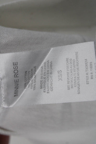 Minnie Rose Women Fullzip Hoodie Cotton Longsleeve White Solid Designer Size XS