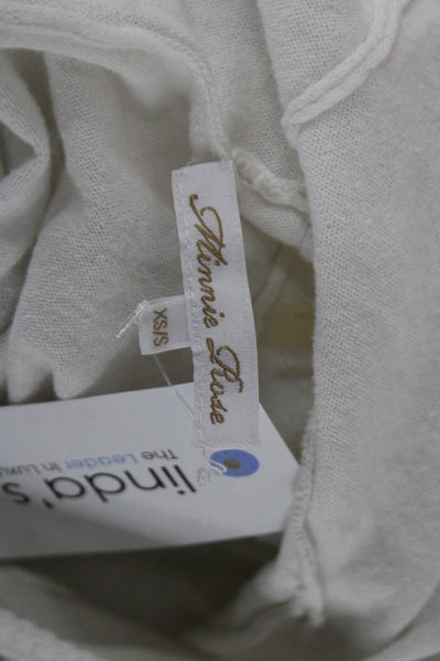 Minnie Rose Women Fullzip Hoodie Cotton Longsleeve White Solid Designer Size XS