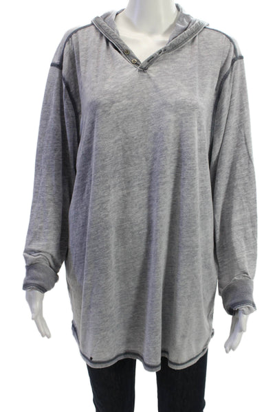 True Grit Unisex Gray Henley Long Sleeve Hoodie Size XL