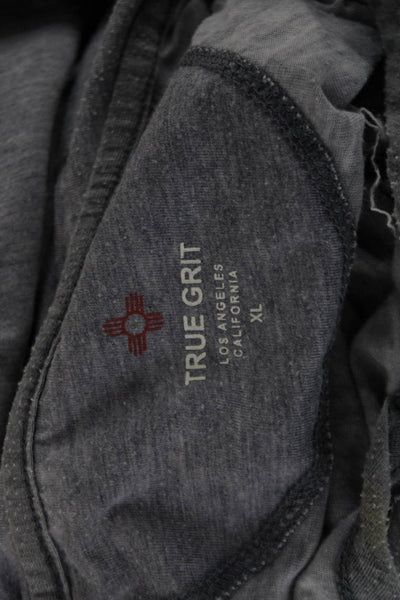 True Grit Unisex Gray Henley Long Sleeve Hoodie Size XL