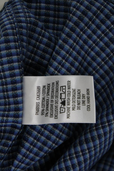 Robert Graham Mens Point Collar Check Button Up Shirt Long Sleeve Blue Size 2XL