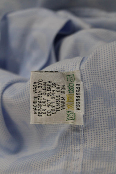 Bugatchi Mens Light Blue Short Sleeve Point Collar Button Up Shirt Size L
