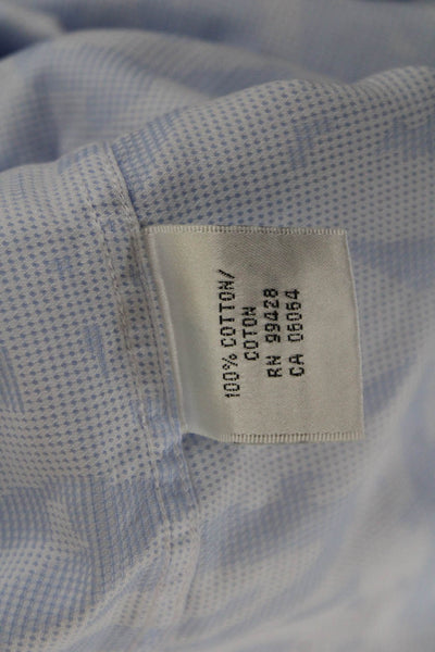 Bugatchi Mens Light Blue Short Sleeve Point Collar Button Up Shirt Size L