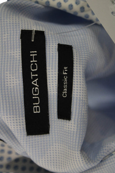 Bugatchi Mens Light Blue Short Sleeve Point Collar Button Up Shirt Size L