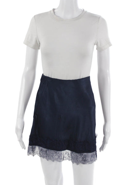 J Crew Women Dark Blue 100% Acetate Mini Skirt Size 2XS