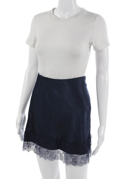 J Crew Women Dark Blue 100% Acetate Mini Skirt Size 2XS