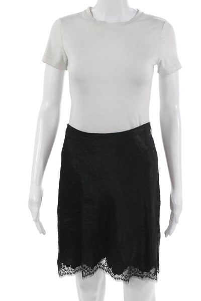J Crew Women A-Line Skirt Black Silk Polyester Blend Short Size XS