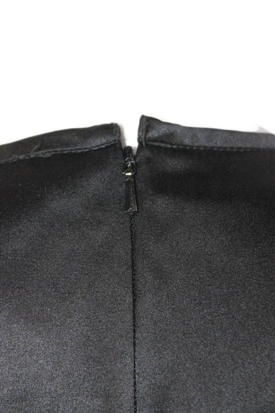 Cynthia Rowley Women Mini Shift Dress Black Silk Blend Long Sleeve Zip Size 2