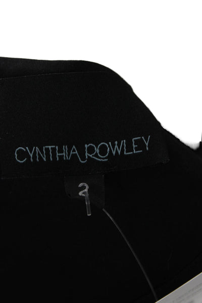 Cynthia Rowley Women Mini Shift Dress Black Silk Blend Long Sleeve Zip Size 2