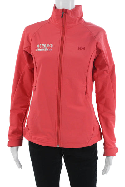 Helly Hansen Womens Windbreaker Red High Neck Zip Long Sleeve Size S