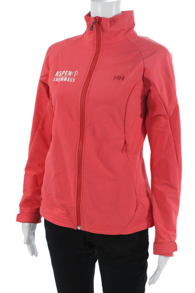 Helly Hansen Womens Windbreaker Red High Neck Zip Long Sleeve Size S
