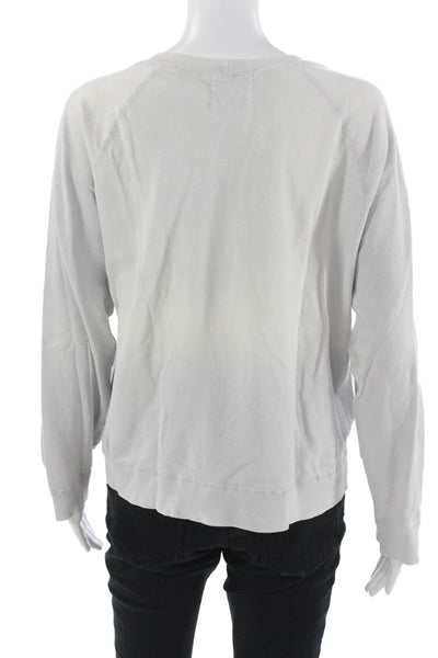 Monrow Women Pullover Sweatshirt Gray Floral Crew Neck Long Sleeve Size L