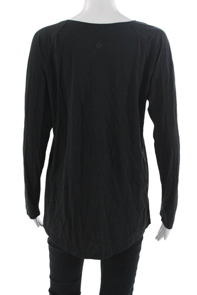 Lululemon Womens Basic Black Long Sleeve Round Neck T-Shirt Size 8