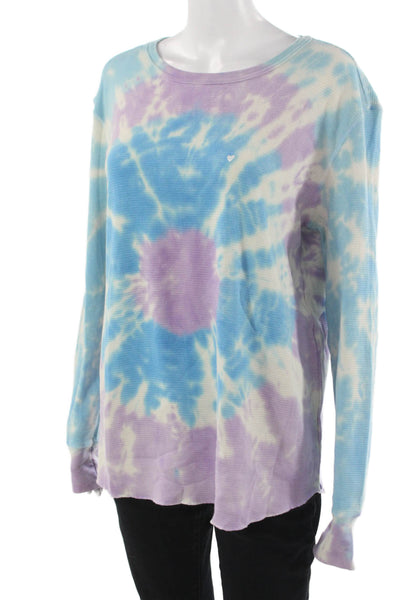 Sub_Urban Riot Women Light Blue Long Sleeve Crew Neck Basic Top Size M