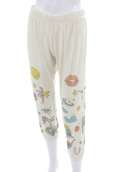 Lauren Moshi Womens Beige Cropped Jogger Pants Cartoon Size S