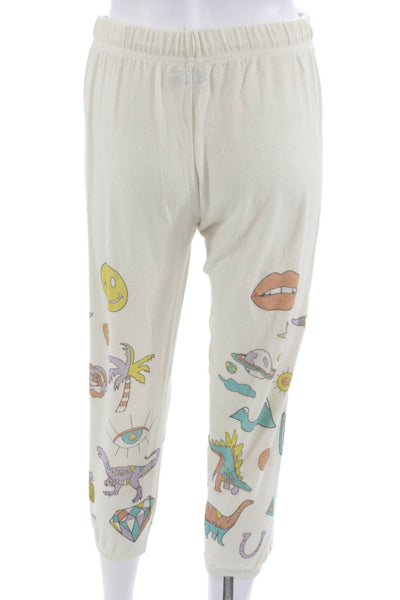 Lauren Moshi Womens Beige Cropped Jogger Pants Cartoon Size S