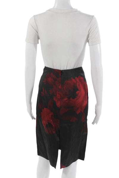No21 Womens Straight Pencil Skirt Black Floral 100% Viscose Knee Length Size 44