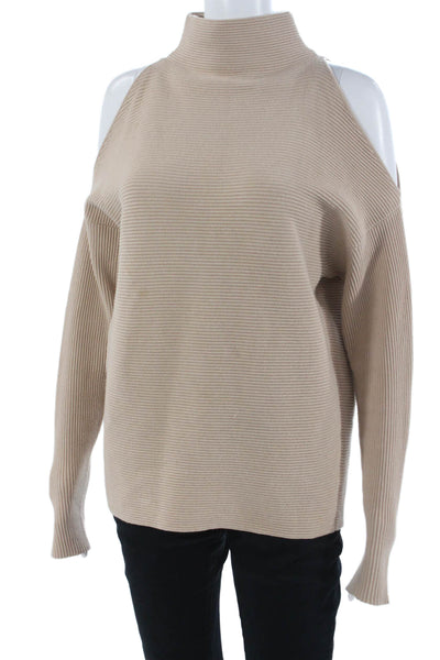 Intermix Unisex Pullover Sweater Beige Mockneck Long Sleeve Cashmere Size PP