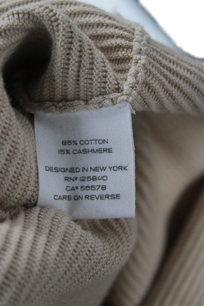 Intermix Unisex Pullover Sweater Beige Mockneck Long Sleeve Cashmere Size PP