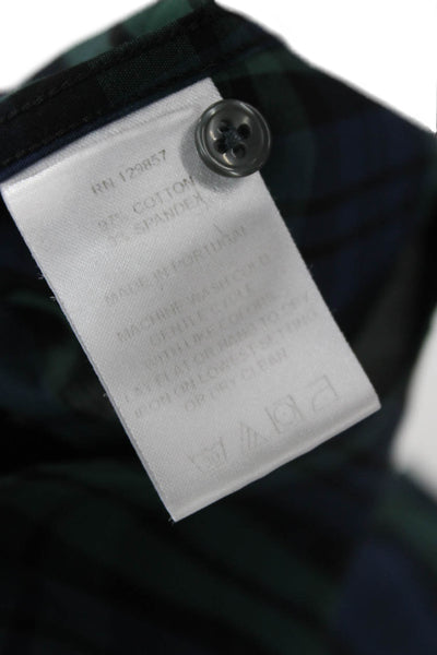 The Shirt Womens Dark Blue Plaid High Neck Long Sleeve Button-Up Size XS