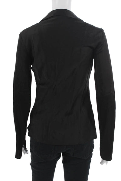 Zara Women Black Collared Long Sleeve Viscose Blazer Drawstring 90s Size XS