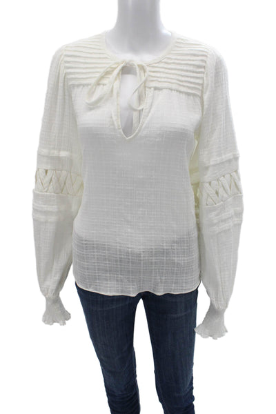 Ramy Brook Womens White Long Sleeve Bohemian Blouse Size S