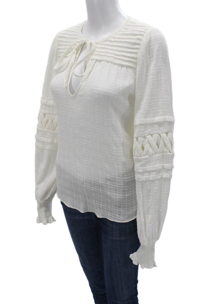 Ramy Brook Womens White Long Sleeve Bohemian Blouse Size S