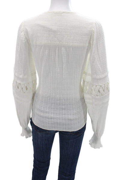 Ramy Brook Womens White Long Sleeve Bohemian Blouse Size S