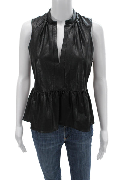 Amanda Uprichard Womens Black Sleeveless Biker Blouse Size S