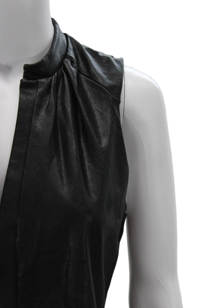 Amanda Uprichard Womens Black Sleeveless Biker Blouse Size S