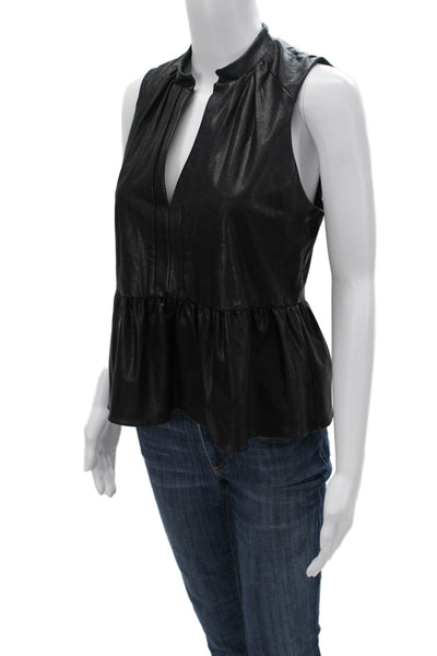 Amanda Uprichard Womens Black Sleeveless Biker Blouse Size S