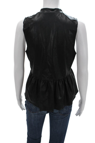 Amanda Uprichard Womens Black Sleeveless Biker Blouse Size S