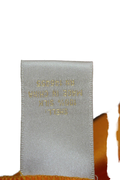 Gold Hawk Women Orange 100% Silk Collared Button Up Blouse Long Sleeve Size XS