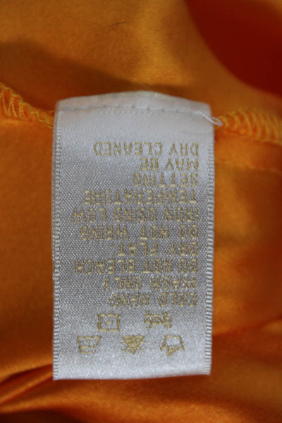 Gold Hawk Women Orange 100% Silk Collared Button Up Blouse Long Sleeve Size XS