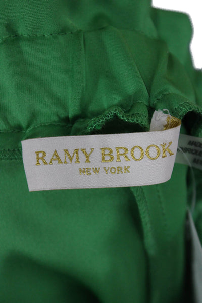 Ramy Brook Women Cargo Paperbag Pants Green Drawstring Polyester Size M