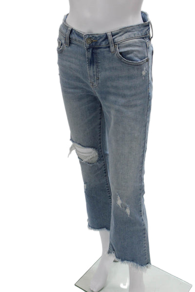 Hidden Womens Cropped Flared Jeans Light Blue High Rise Size 27