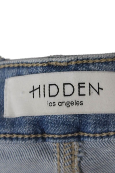 Hidden Womens Cropped Flared Jeans Light Blue High Rise Size 27
