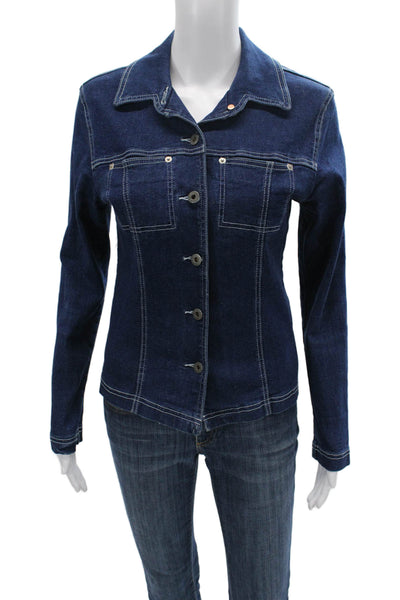 Agolde Womens Dark Blue Collared Button Jacket Long Sleeve 90s Size S
