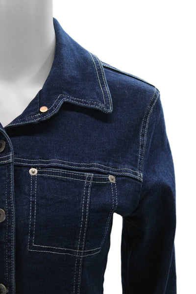 Agolde Womens Dark Blue Collared Button Jacket Long Sleeve 90s Size S