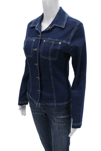 Agolde Womens Dark Blue Collared Button Jacket Long Sleeve 90s Size S