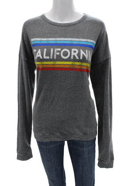 Retro Brand Womens Pullover Sweatshirt Dark Gray Graphic Crewneck Size M