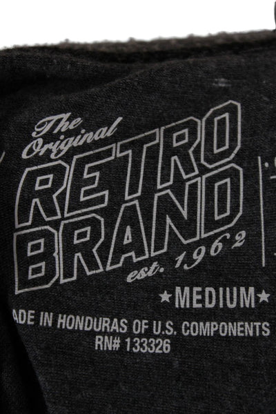 Retro Brand Womens Pullover Sweatshirt Dark Gray Graphic Crewneck Size M