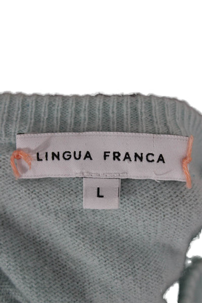 Lingua Franca Unisex Light Blue Cashmere Pullover Graphic Crew Neck Size L