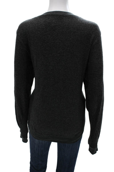 Wildfox Unisex V-Neck Graphic Pullover Sweater Dark Gray Long Sleeve Size M