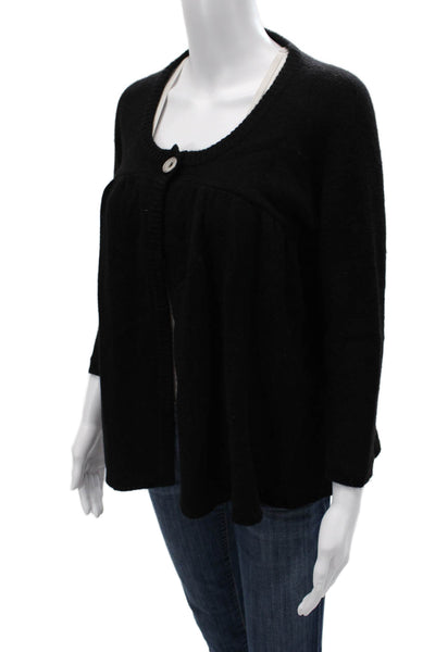 Michael Stars Women 100% Cashmere Cardigan Black Button 3/4 Sleeve Size S