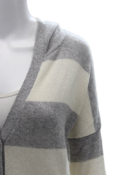 360 Sweater Unisex Gray V-Neck 100% Cashmere Cardigan 3/4 Sleeve Size XS