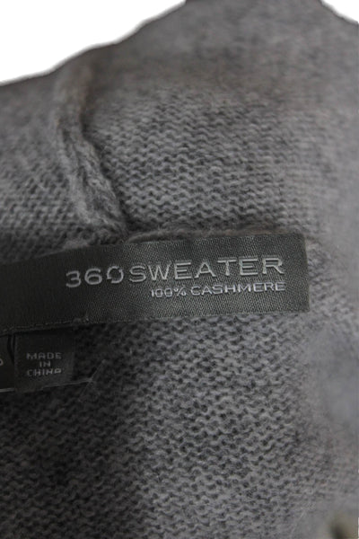 360 Sweater Unisex Gray V-Neck 100% Cashmere Cardigan 3/4 Sleeve Size XS