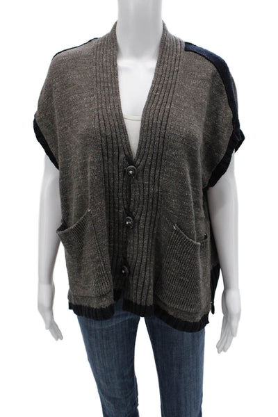 Label + Thread Unisex Cardigan Vest Dark Gray Cotton V-Neck Button Size XS
