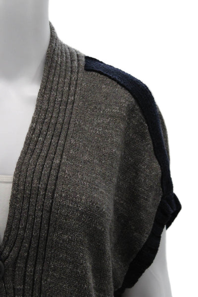 Label + Thread Unisex Cardigan Vest Dark Gray Cotton V-Neck Button Size XS
