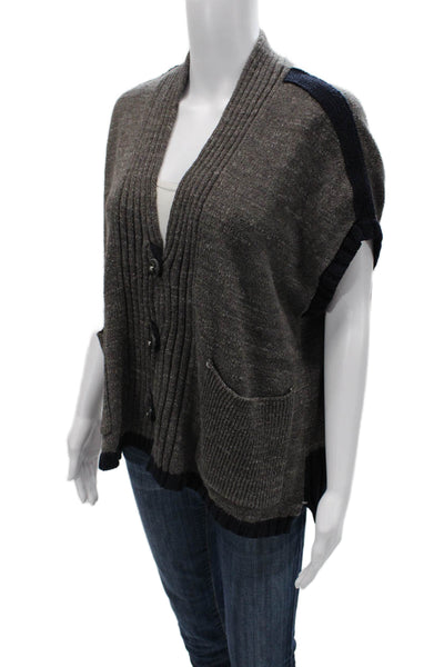 Label + Thread Unisex Cardigan Vest Dark Gray Cotton V-Neck Button Size XS